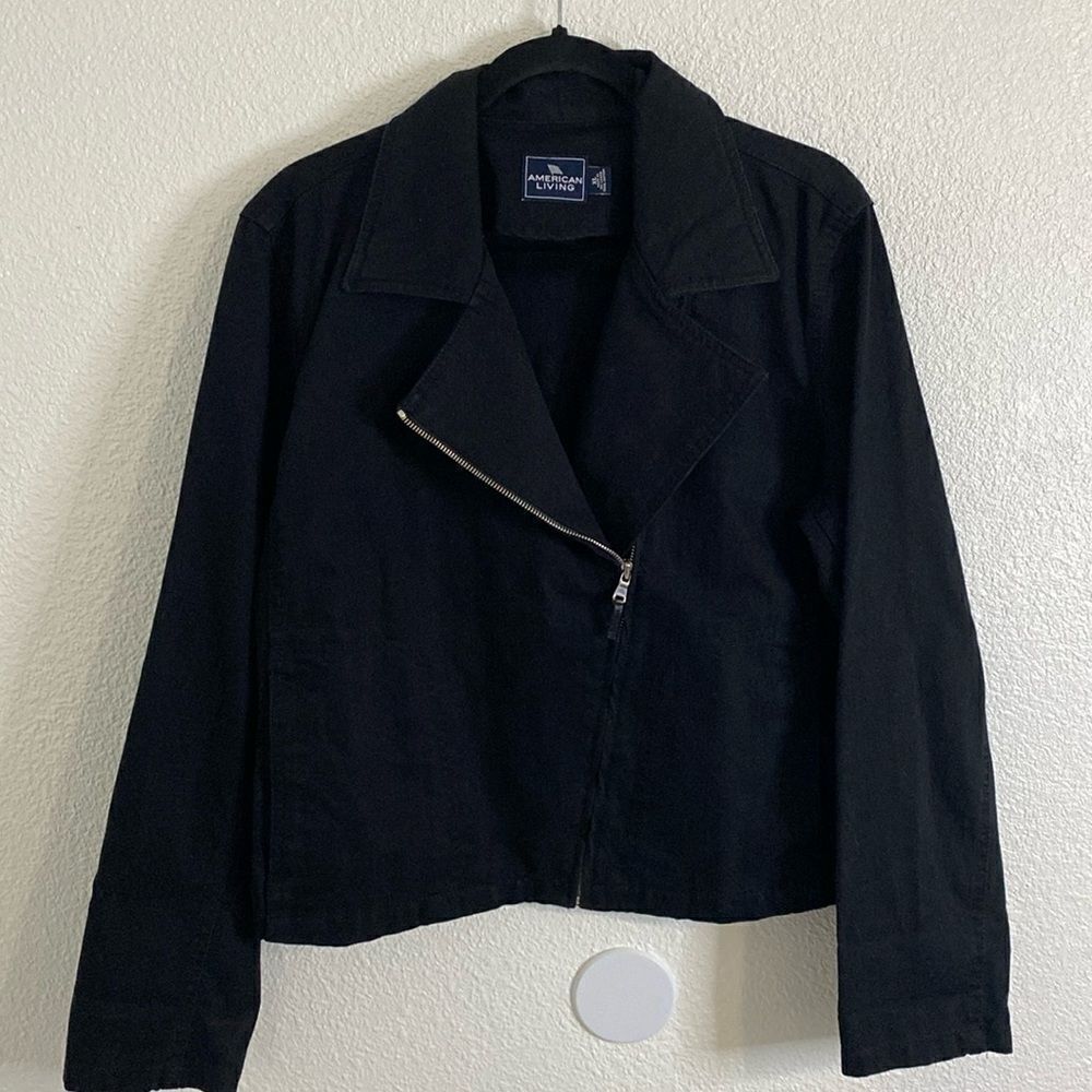 American living- black Jean Moto jacket-size extra large
